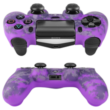 Cargar imagen en el visor de la galería, Ps4 Funda Silicon Control Camuflaje Digital Morado + 2 Grips