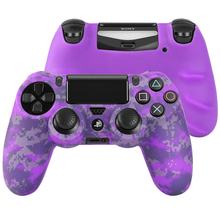 Cargar imagen en el visor de la galería, Ps4 Funda Silicon Control Camuflaje Digital Morado + 2 Grips