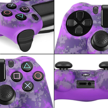 Cargar imagen en el visor de la galería, Ps4 Funda Silicon Control Camuflaje Digital Morado + 2 Grips