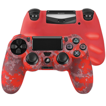 Cargar imagen en el visor de la galería, Ps4 Funda Silicon Control Camuflaje Digital Rojo + 2 Grips