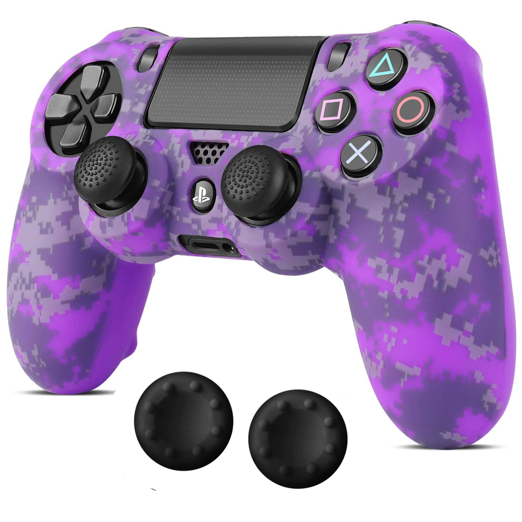 Ps4 Funda Silicon Control Camuflaje Digital Morado + 2 Grips